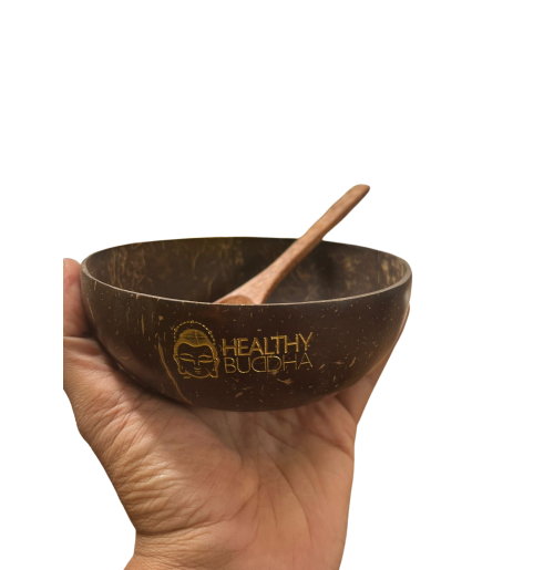 Coconut Bowl (500 ML Size) + Wooden Spoon