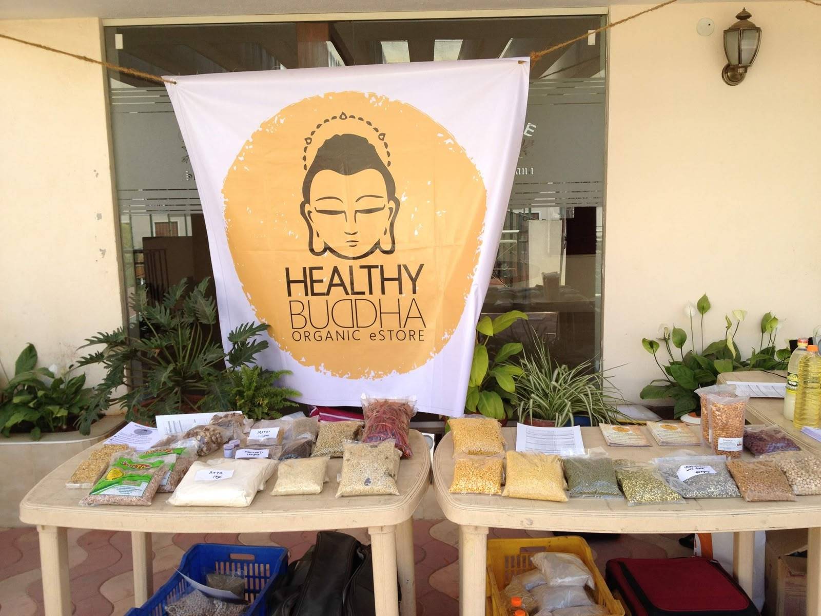 Two tables, one poster…and what Healthy Buddha became